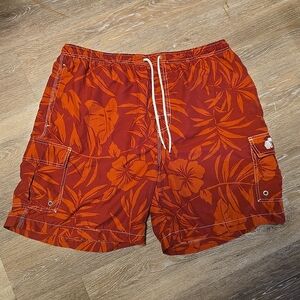 Red Floral Swim Shorts